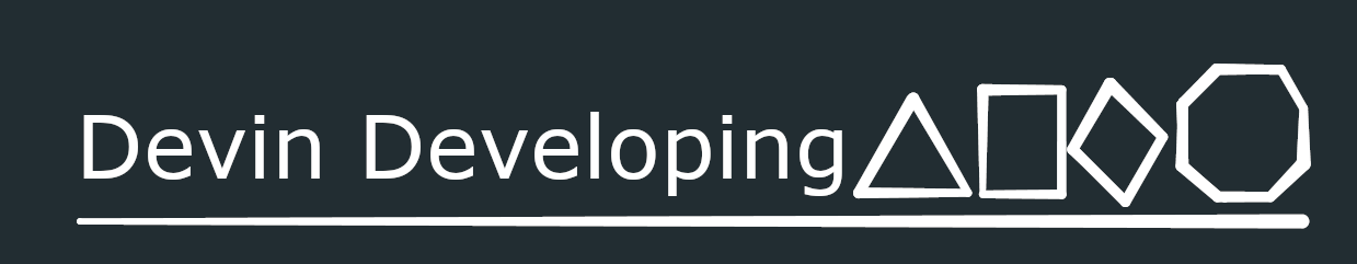 "Devin Developing" followed by a series of polyhedral shapes